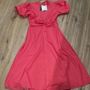 Hot Pink Maxi Dress, Twist Front, Ello Brand. Button Front. Large